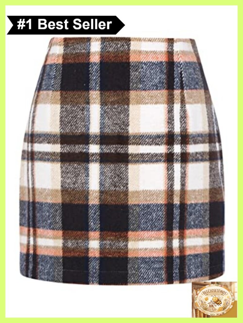 High Waist Plaid Wool Mini Pencil Skirt Bodycon